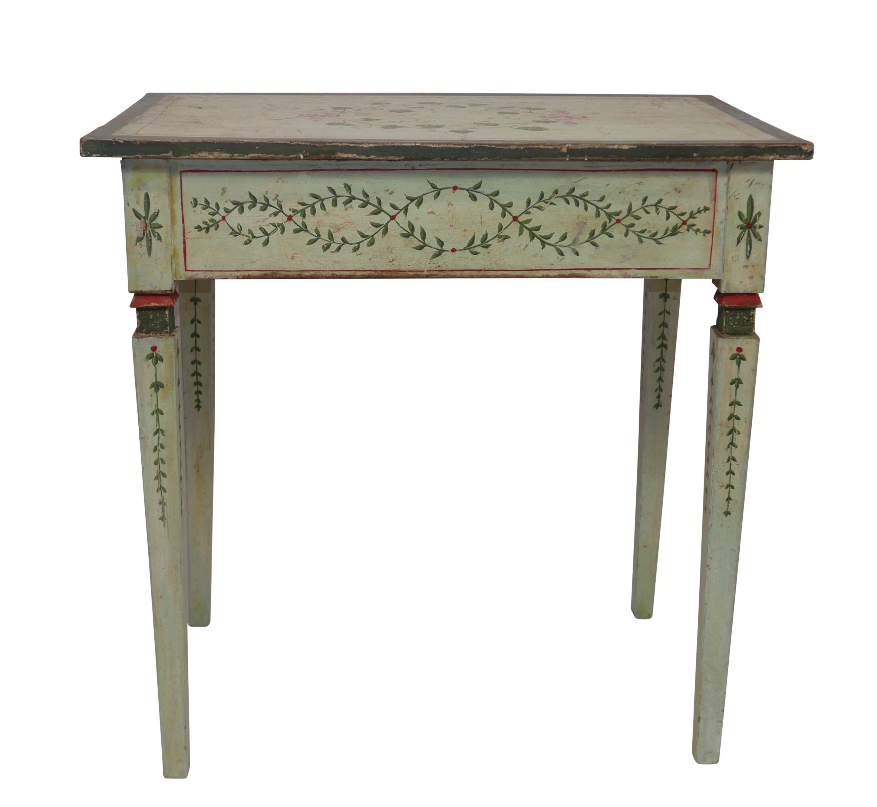 Italian Painted Writing Table, Desk, Side Table, Early 19th Century 2