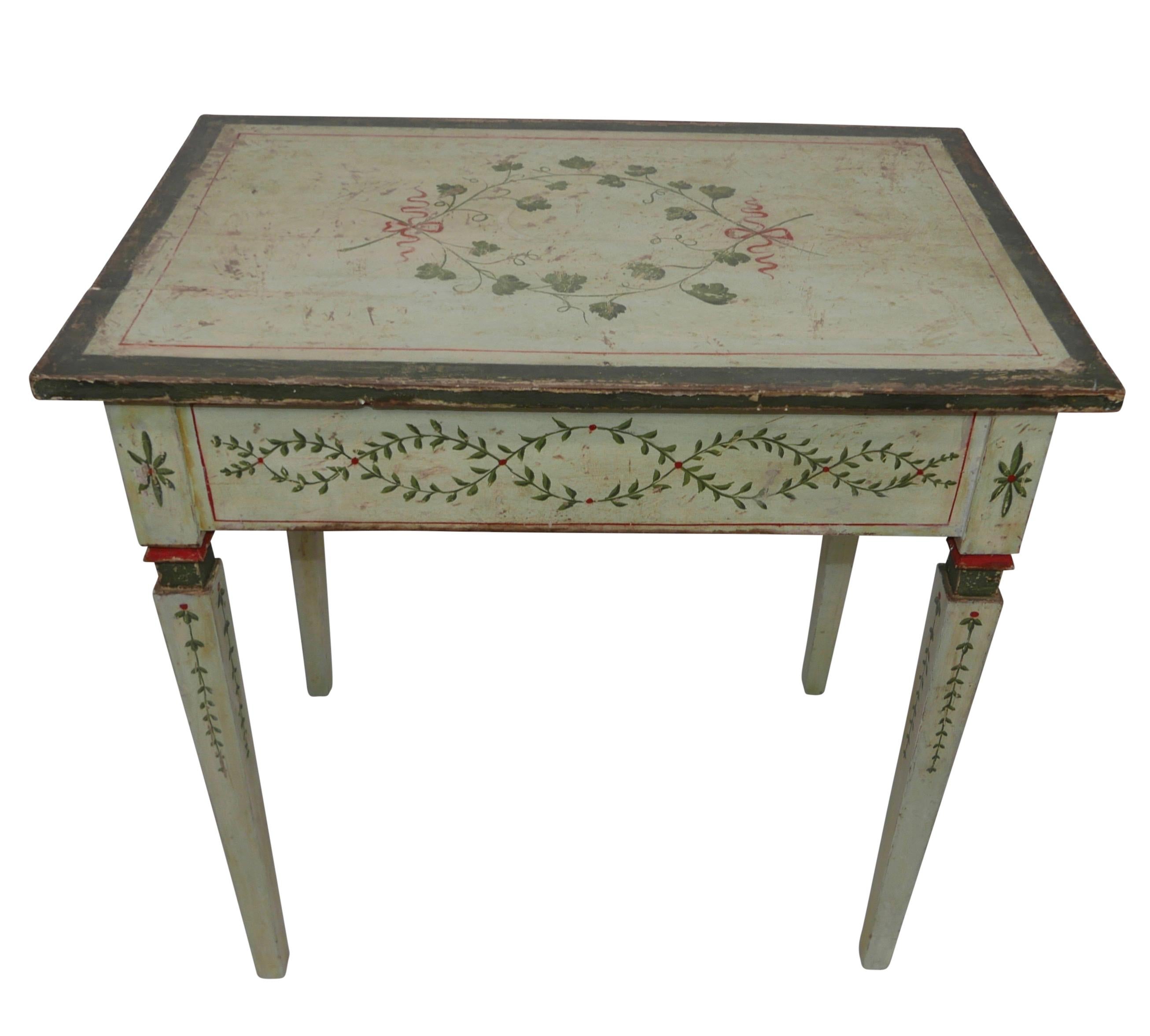 Italian Painted Writing Table, Desk, Side Table, Early 19th Century 3