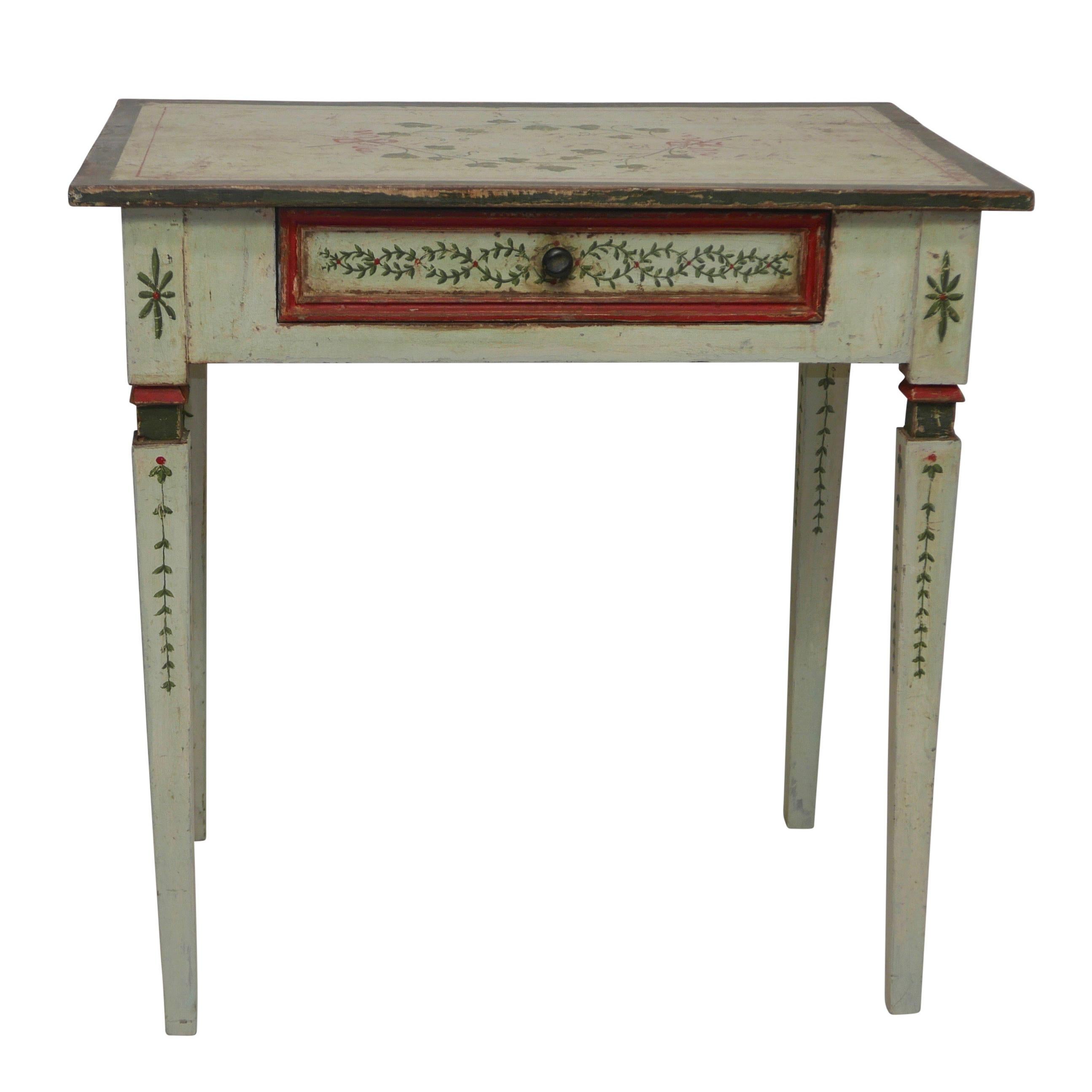 Italian Painted Writing Table, Desk, Side Table, Early 19th Century