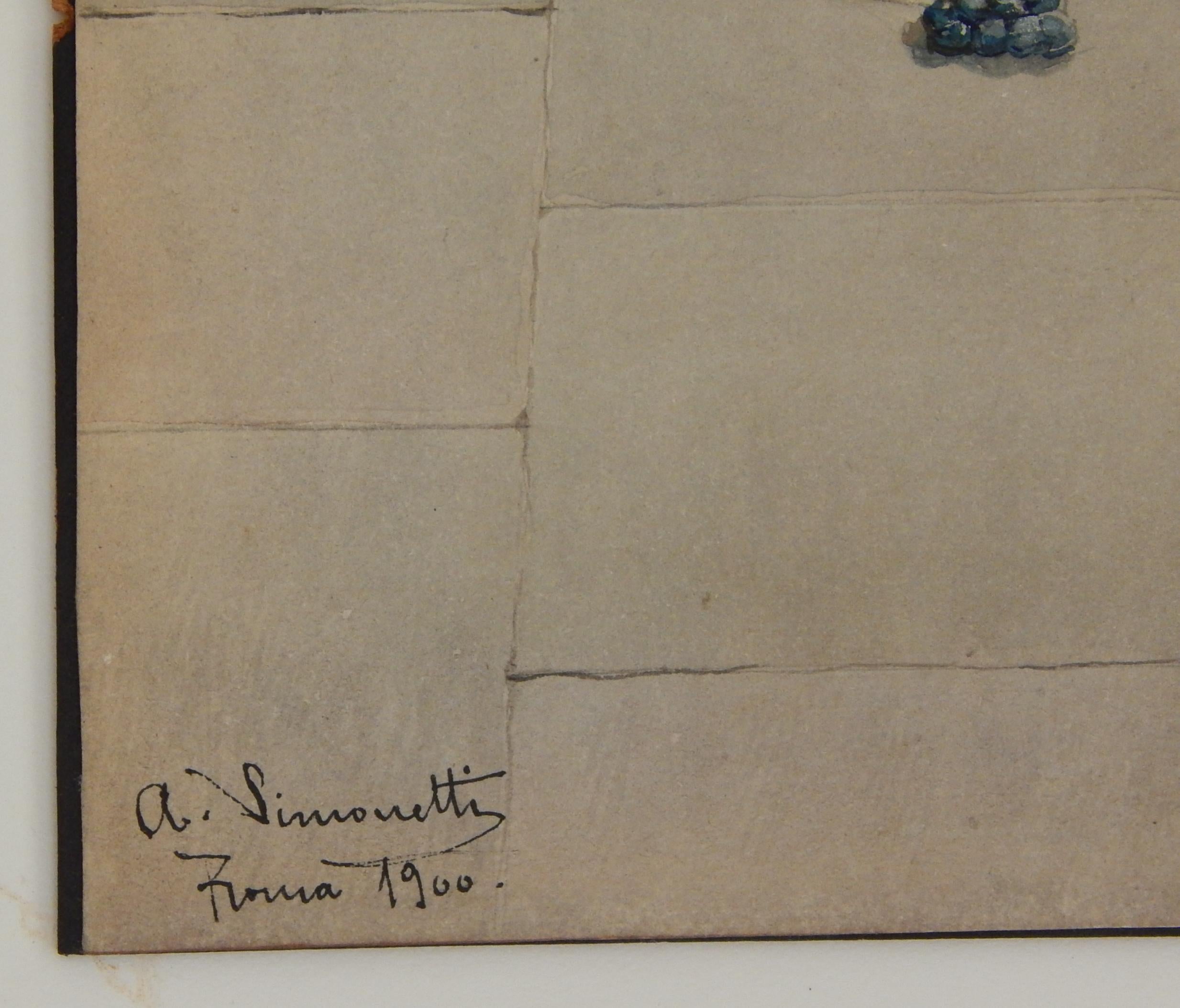 Dieses wunderschöne Aquarell auf Karton von Amedeo Simonetti (1874-1922) ist
signiert unten links 