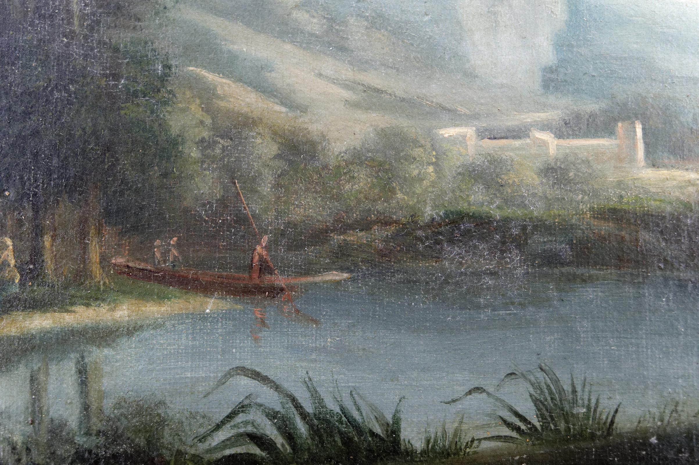 Italian painting, lake scene, 19th century  For Sale 3