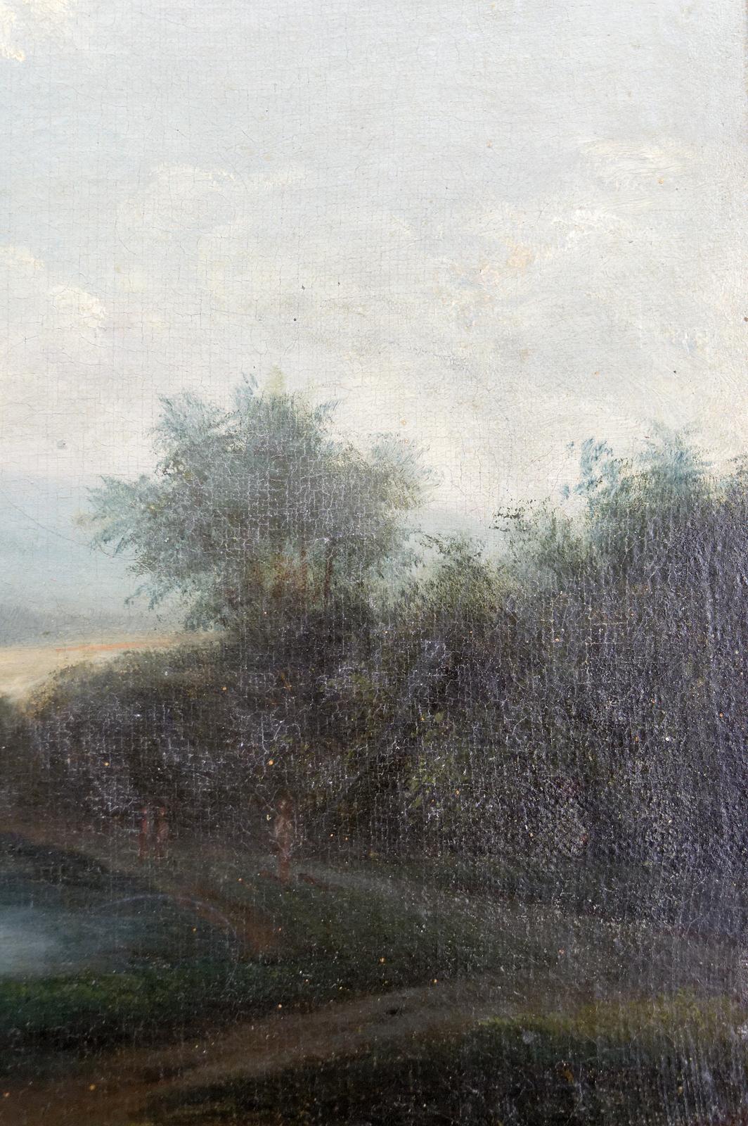 Italian painting, lake scene, 19th century  For Sale 9
