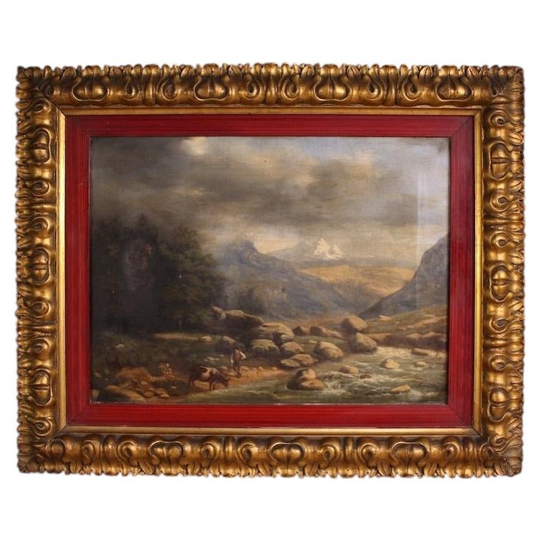 Italian landscape painting, signed and dated 1846 For Sale