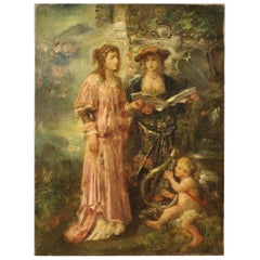 Italian Painting Romantic Scene from the 19th Century