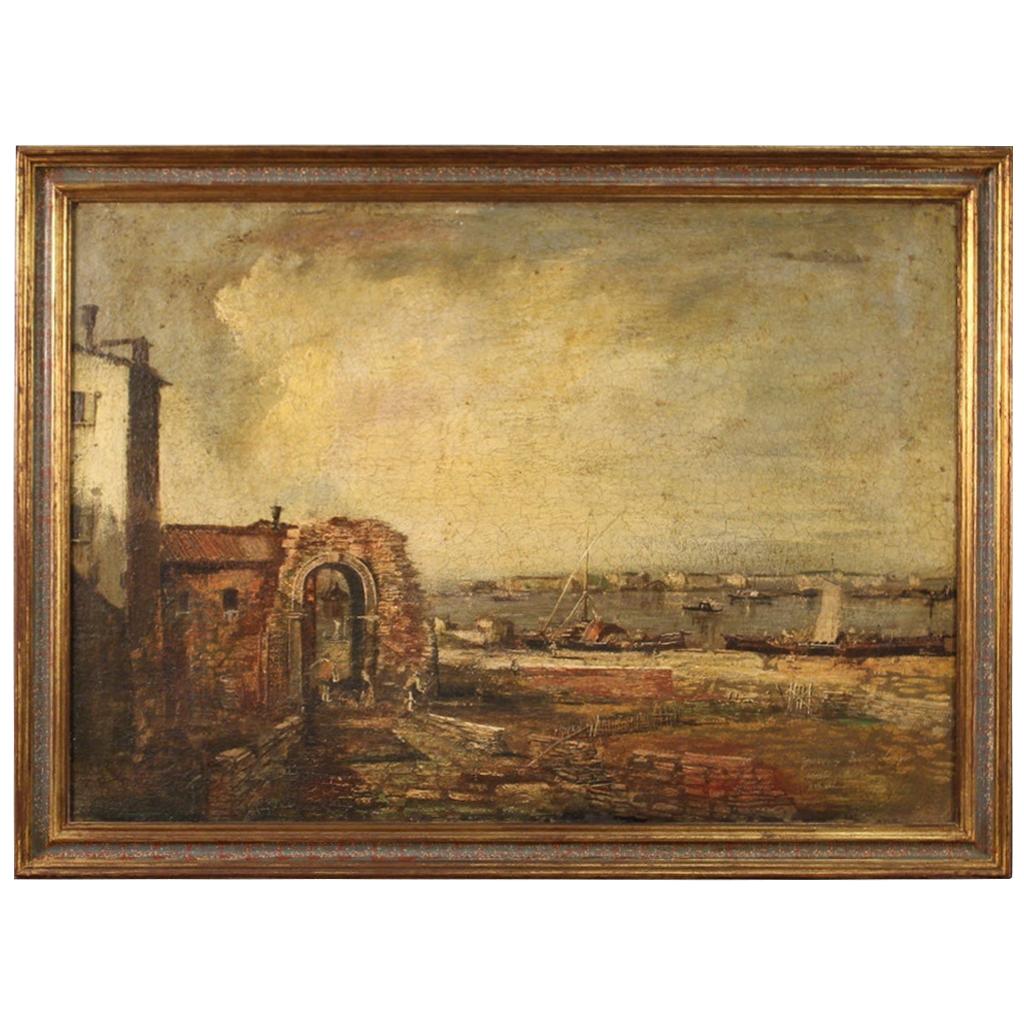 Italian Painting Seascape, 20th Century For Sale