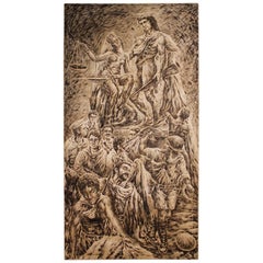 Italian Painting Signed Vittorini C. Allegory of the Judgment of Soldiers in War