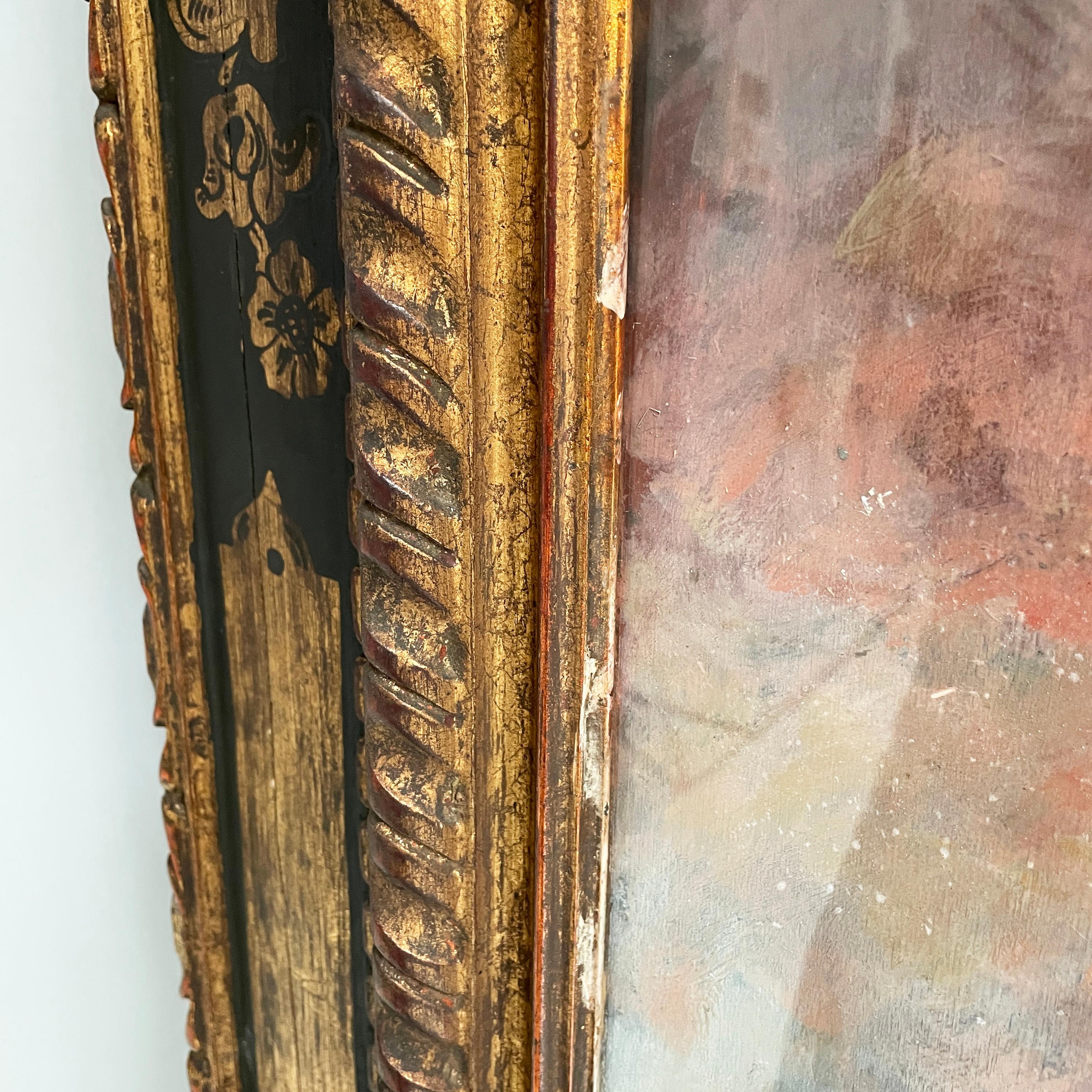 Italian Painting with finely crafted wooden frame, 1800-1900s For Sale 8