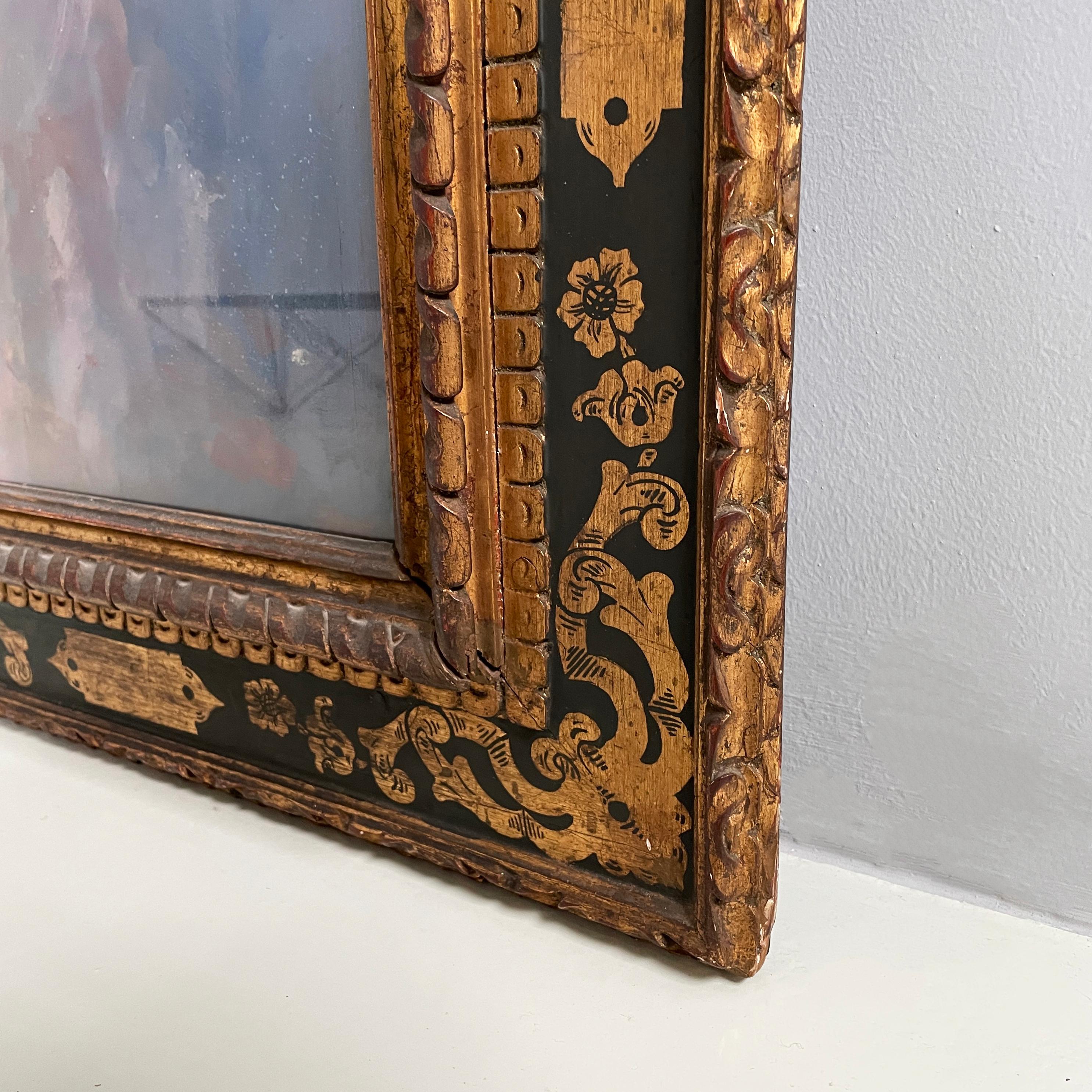 Italian Painting with finely crafted wooden frame, 1800-1900s For Sale 13