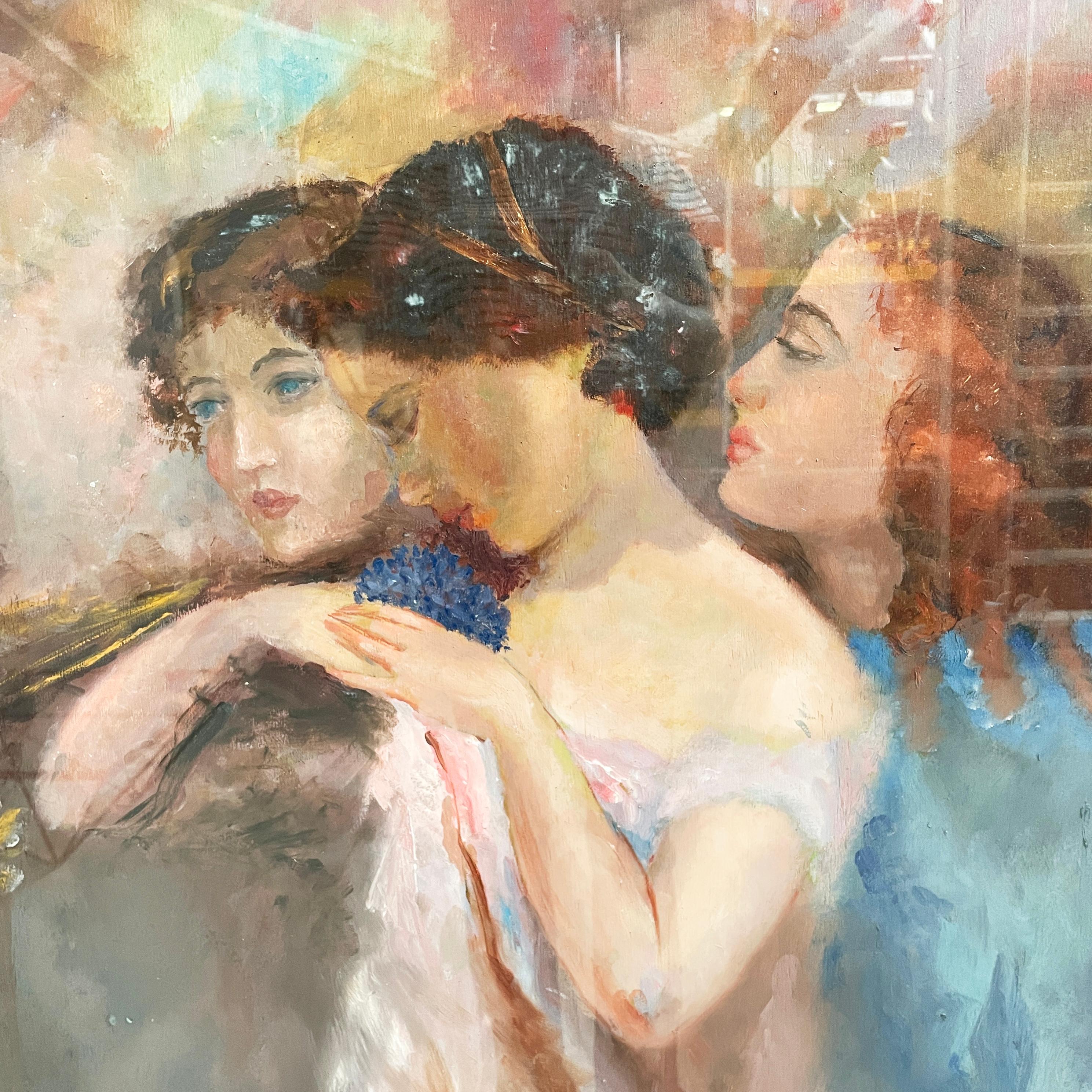 20th Century Italian Painting with finely crafted wooden frame, 1800-1900s For Sale