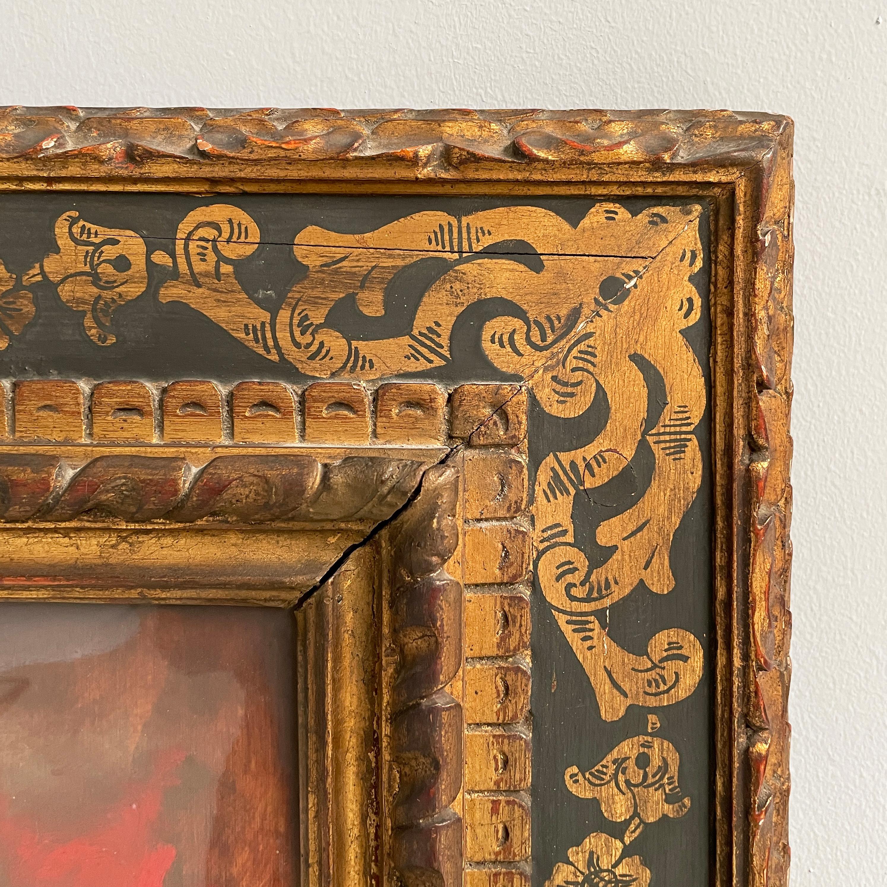 Italian Painting with finely crafted wooden frame, 1800-1900s For Sale 3