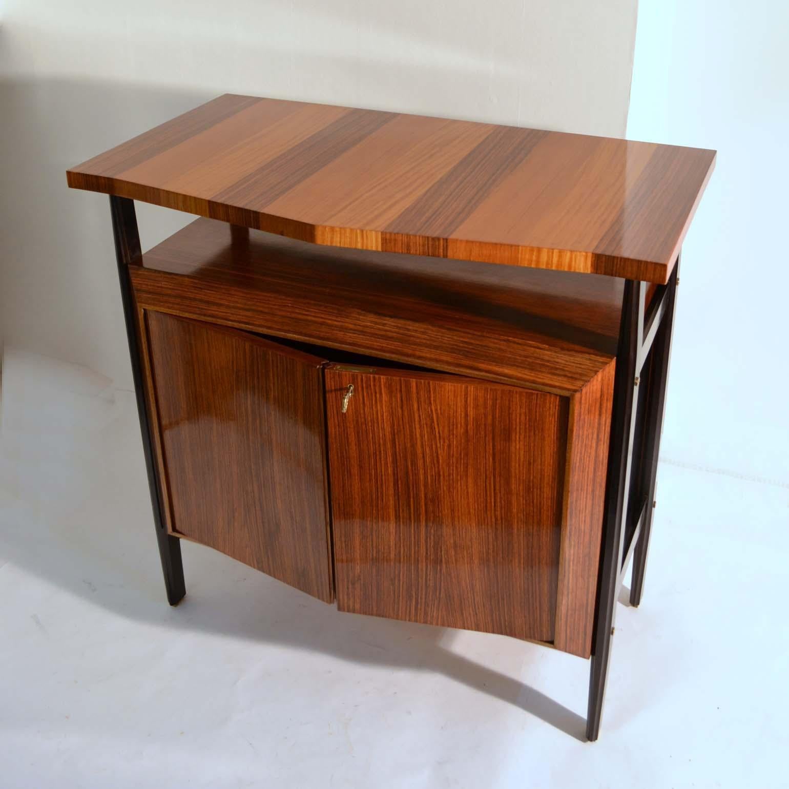 Mahogany Pair of Cabinets in Blond & Palisander Veneers Attributed to Ico Parisi 1955