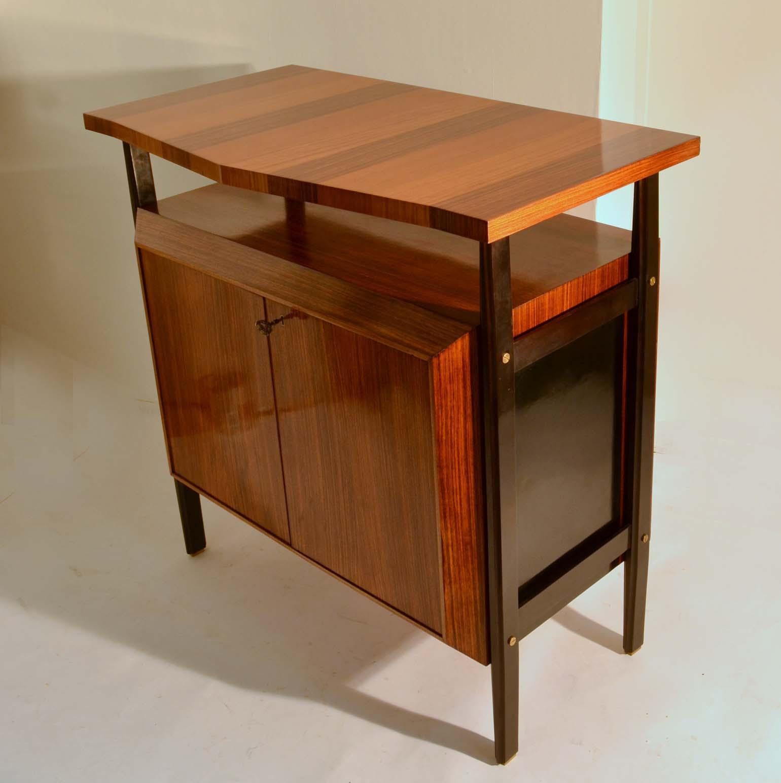Pair of Cabinets in Blond & Palisander Veneers Attributed to Ico Parisi 1955 1