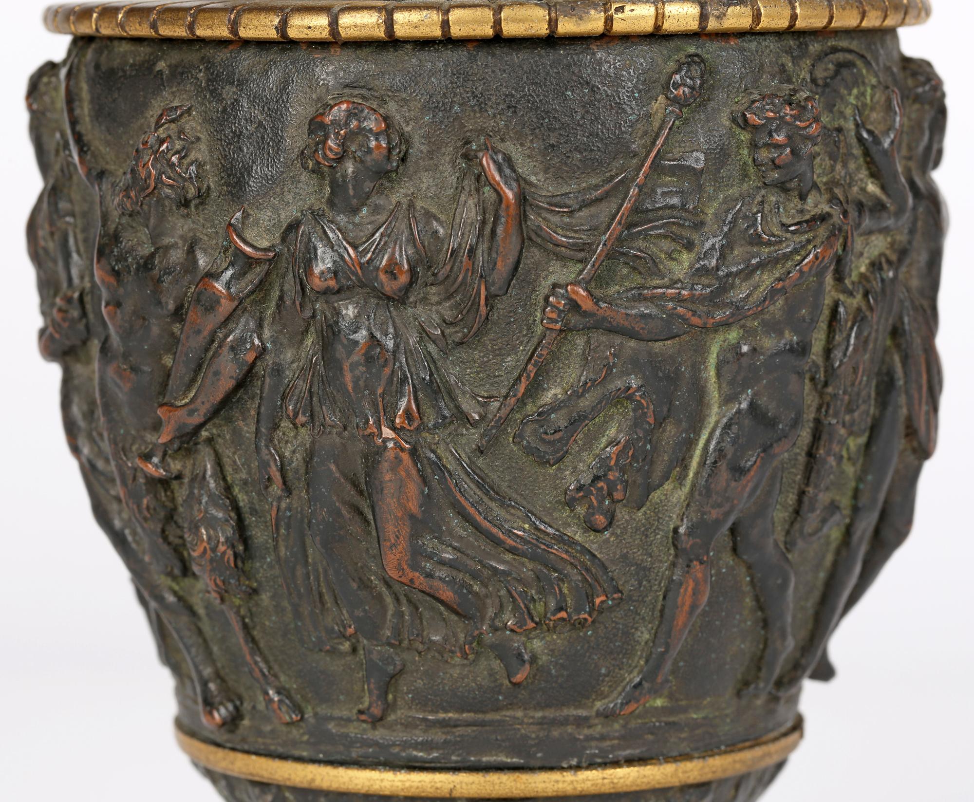 Italian Pair Gilt Mounted Bronze Neo-Classical Grand Tour Urns 4