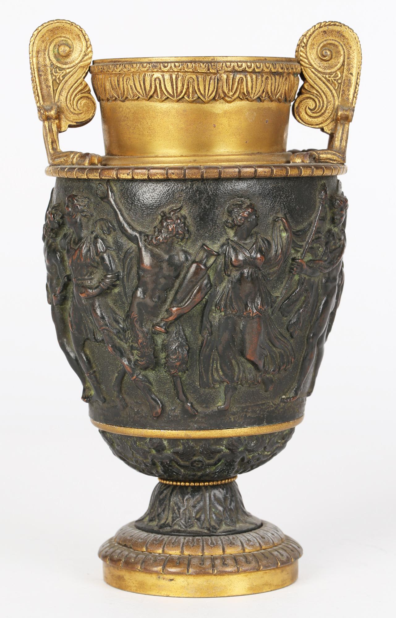 Italian Pair Gilt Mounted Bronze Neo-Classical Grand Tour Urns 5