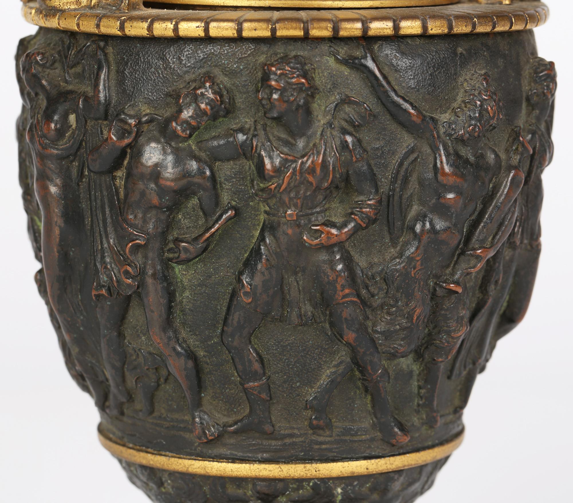 Italian Pair Gilt Mounted Bronze Neo-Classical Grand Tour Urns 6