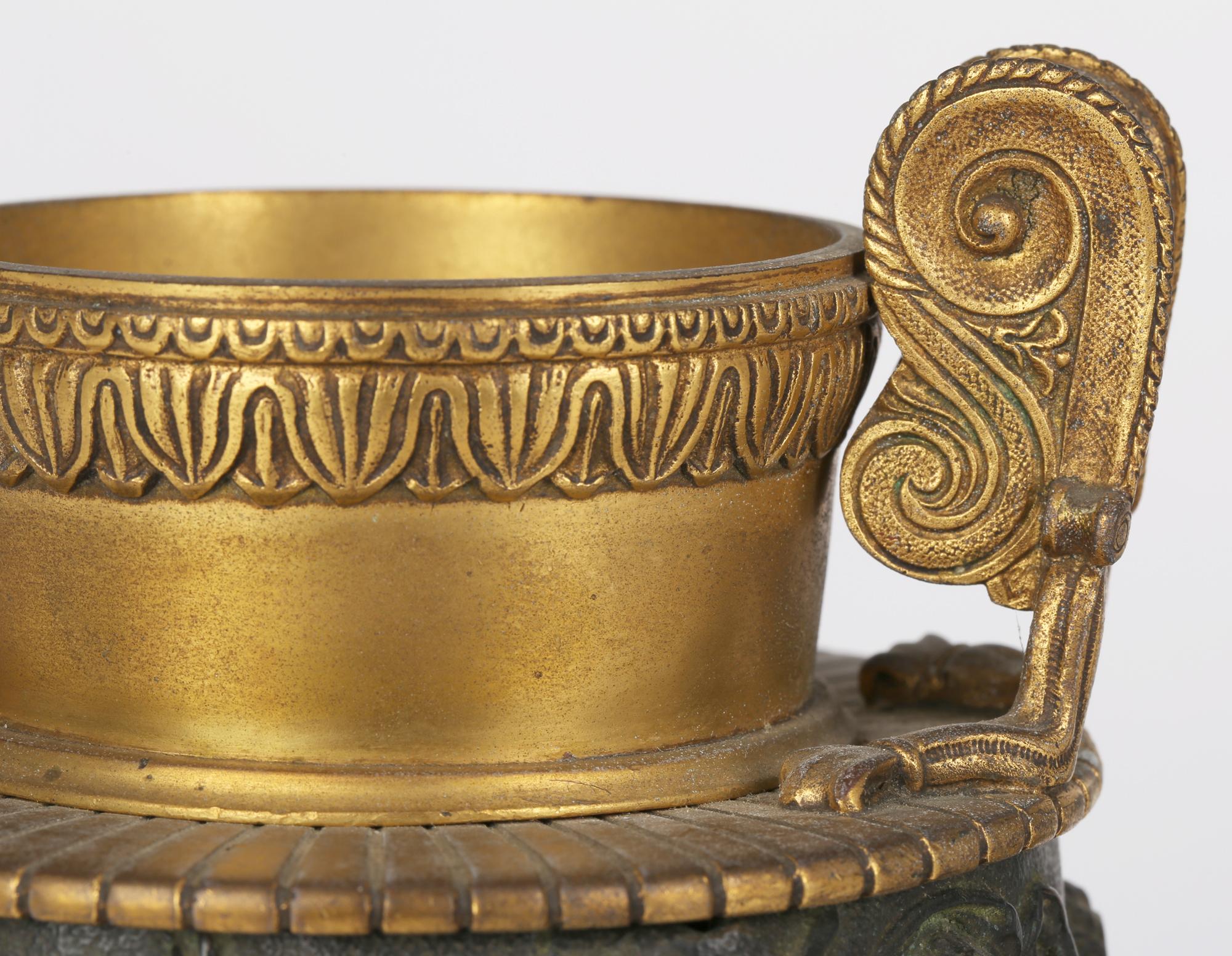 Italian Pair Gilt Mounted Bronze Neo-Classical Grand Tour Urns 9