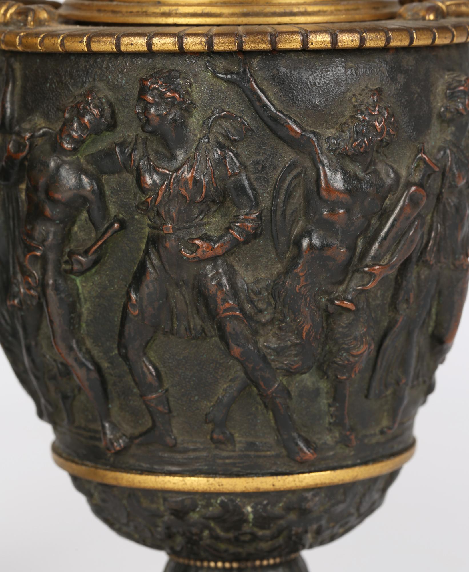 Italian Pair Gilt Mounted Bronze Neo-Classical Grand Tour Urns 14