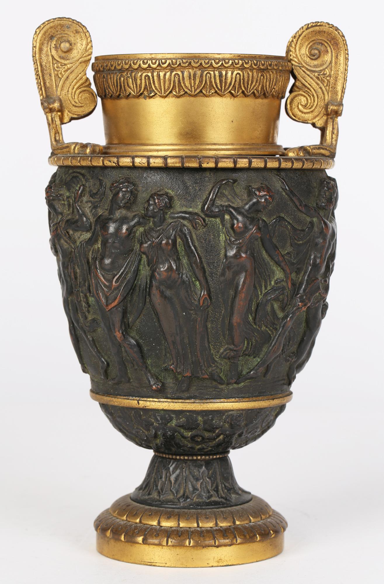 Italian Pair Gilt Mounted Bronze Neo-Classical Grand Tour Urns 3