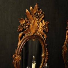 Italian Pair of Giltwood Twin Arm Girandoles