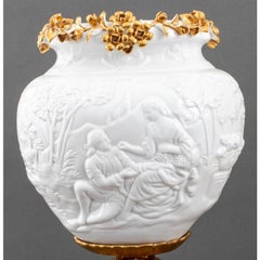 Italian Pair Glazed / Hand Gilt Porcelain Table Lamps
