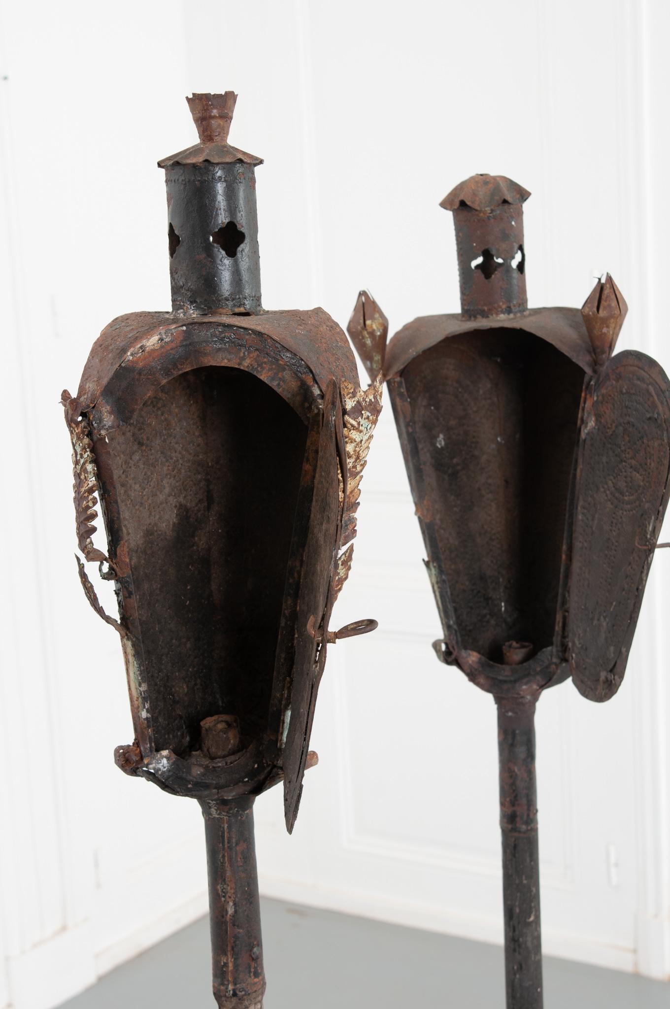 Metalwork Italian Pair of 18th Century Religious Incense Torches For Sale