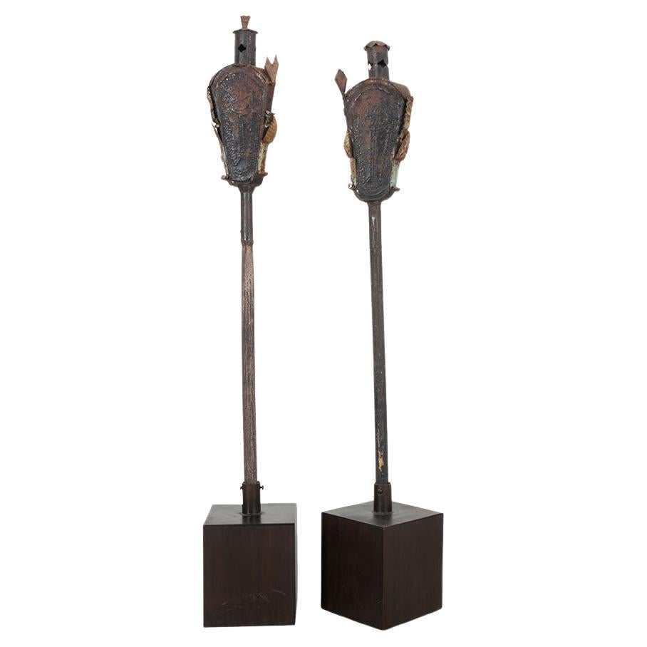 Paire de torches d'encens religieuses italiennes du 18ème siècle