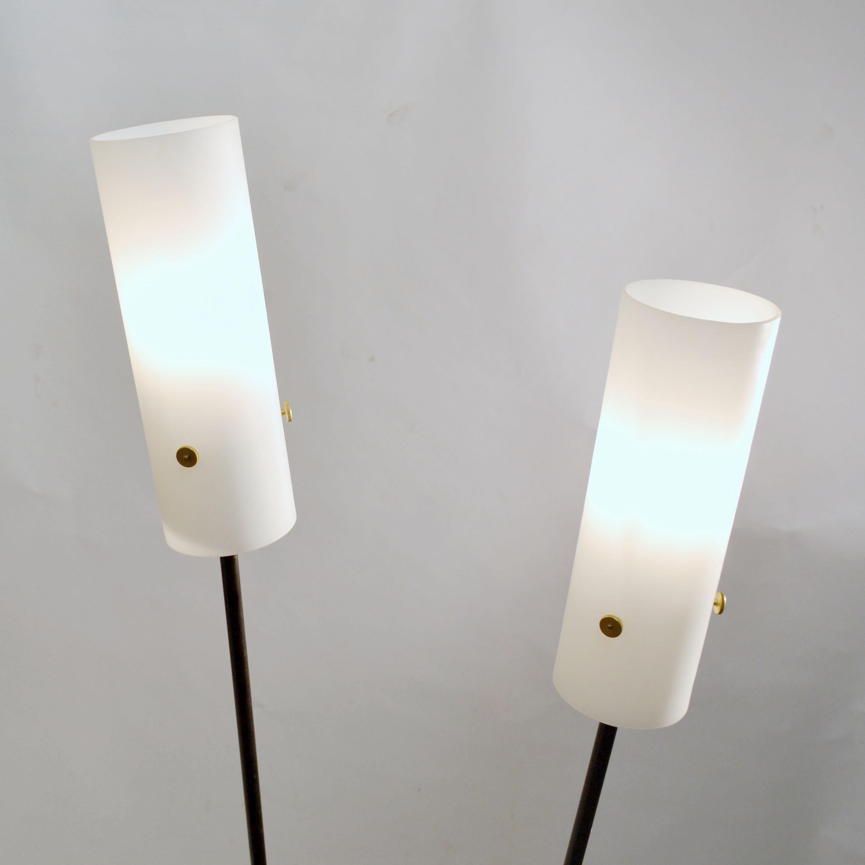 Italian Pair of Black and White Marble Stilnovo Style Floor Lamps, 1960s, Italy