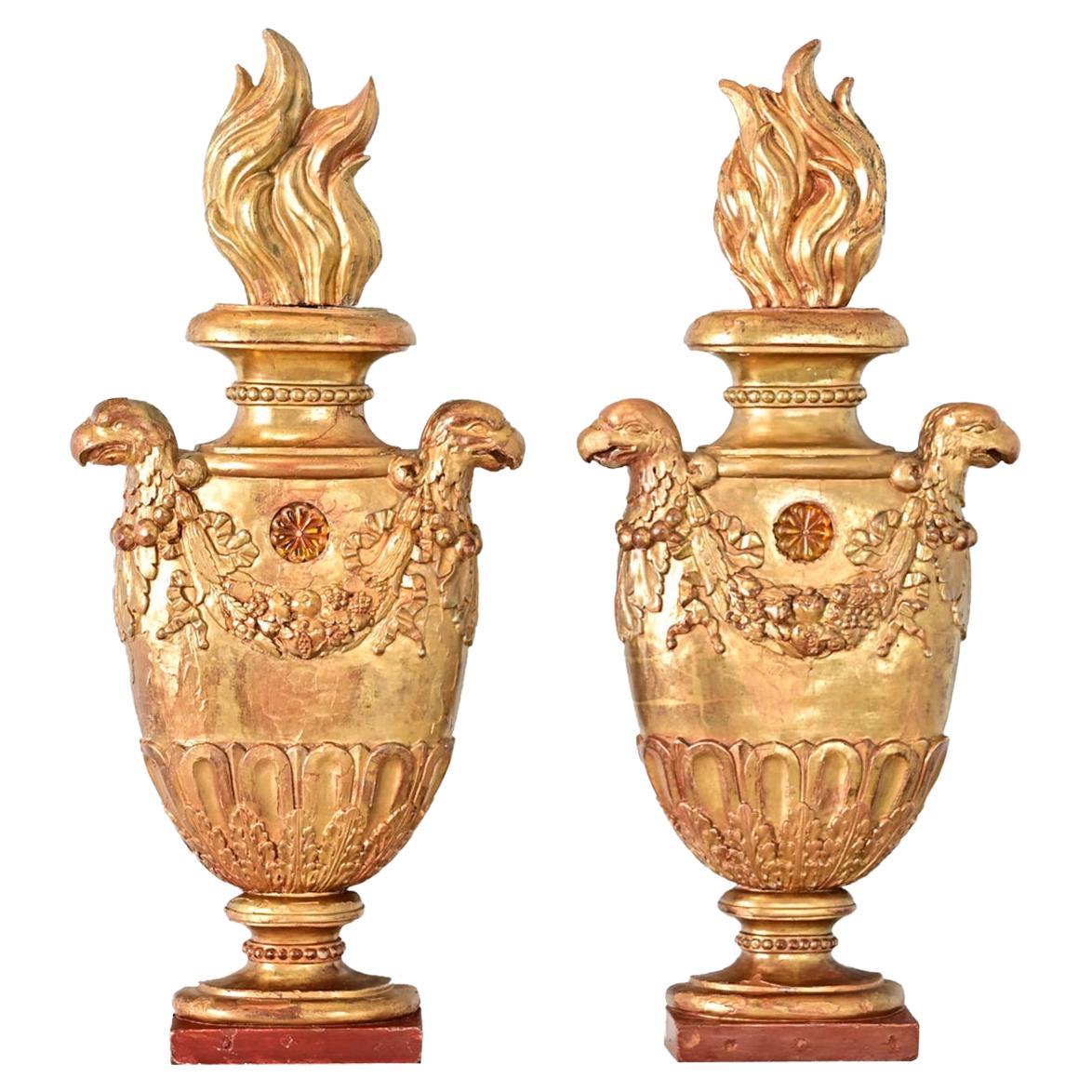 Italian Pair of 19th Century Giltwood Appliqués For Sale