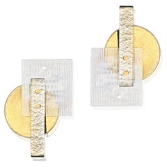 Paire d'appliques modernes abstraites italiennes en verre de Murano en or:: argent et cristal
