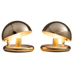 Italian Pair of Adjustable Table Lamps in Brass