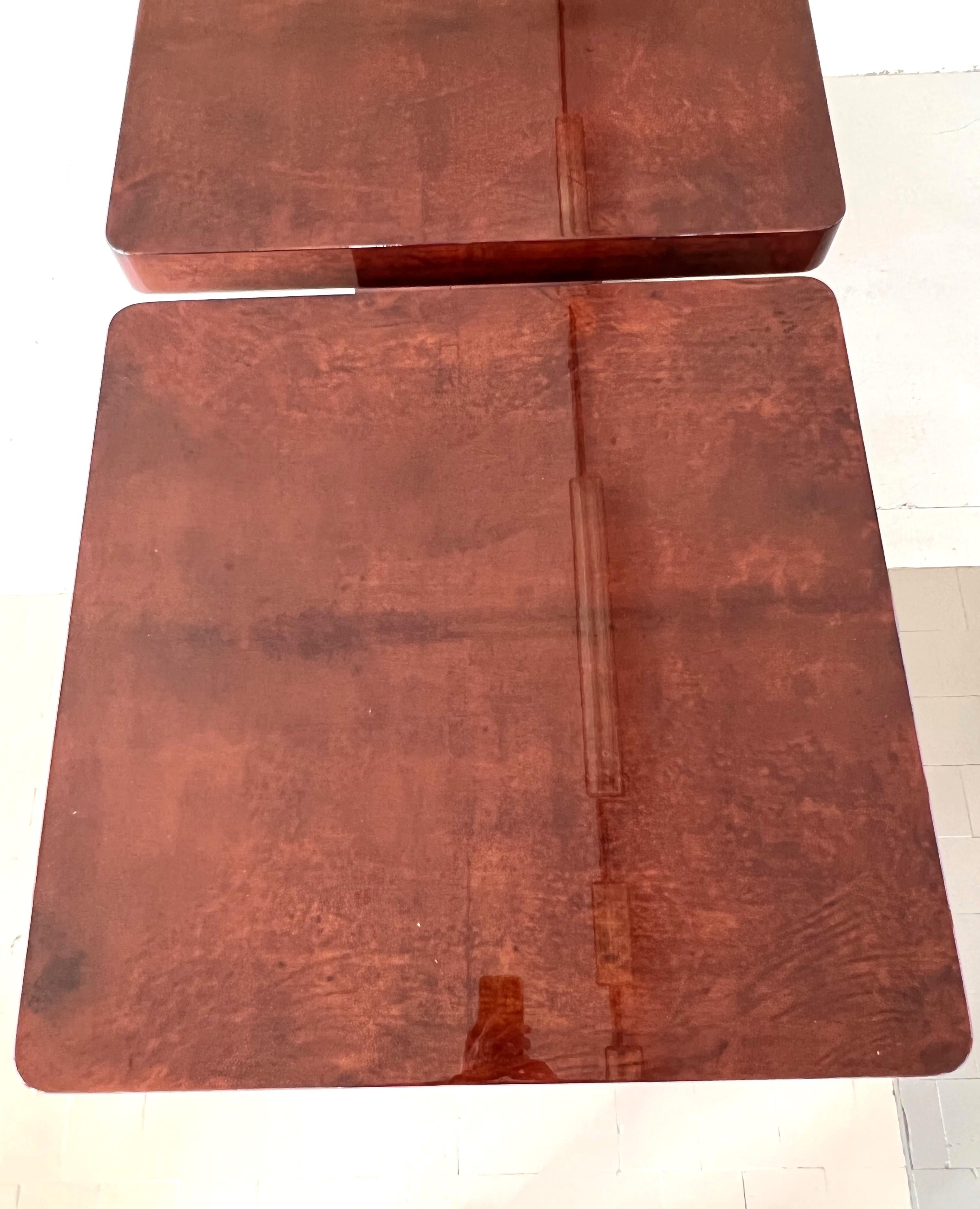 Italian Pair of Aldo Tura Design Side Tables in Glazed Parchment, 1970s  For Sale 12