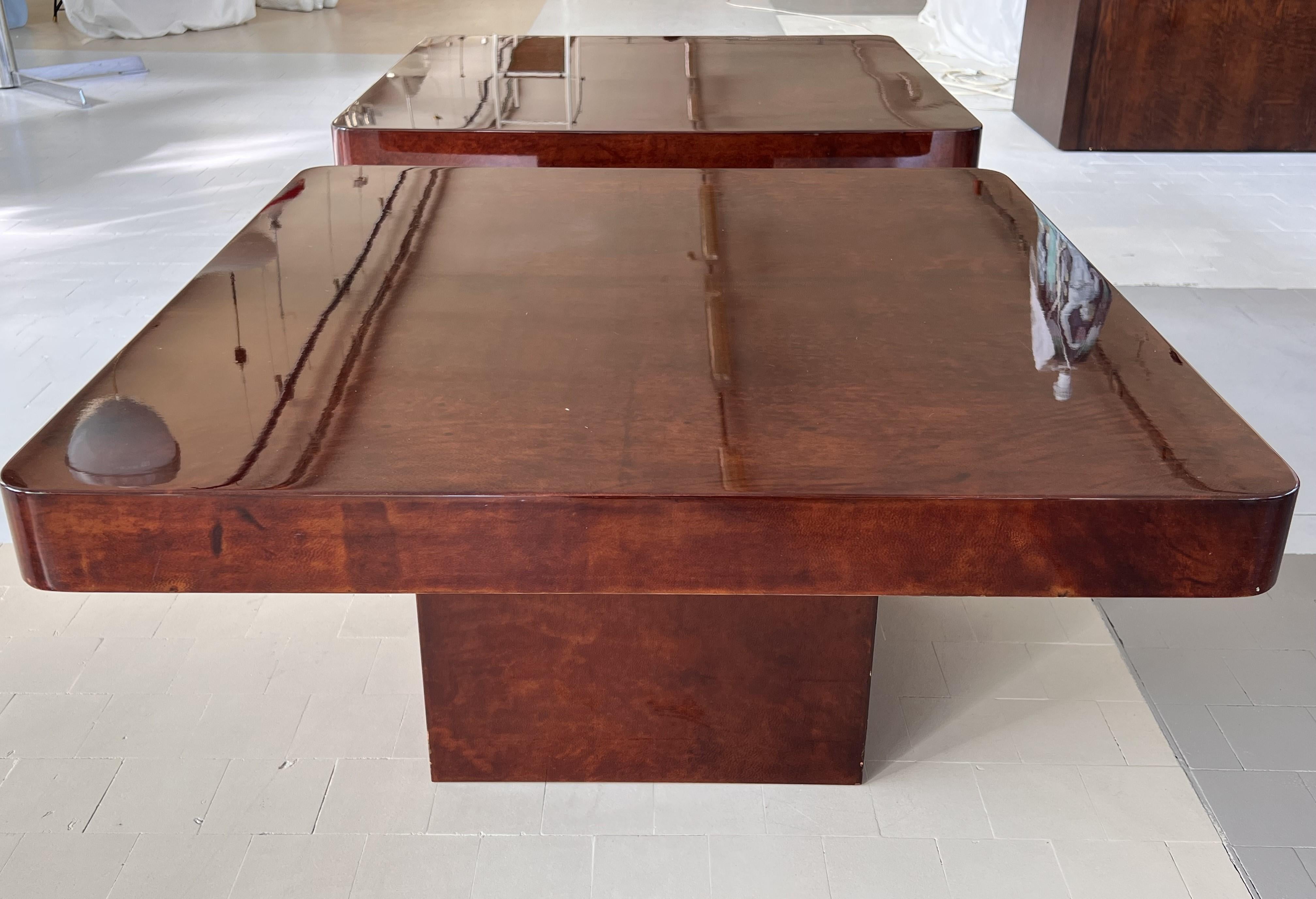 Paire de tables d'appoint italiennes Aldo Tura Design en parchemin émaillé, 1970  12