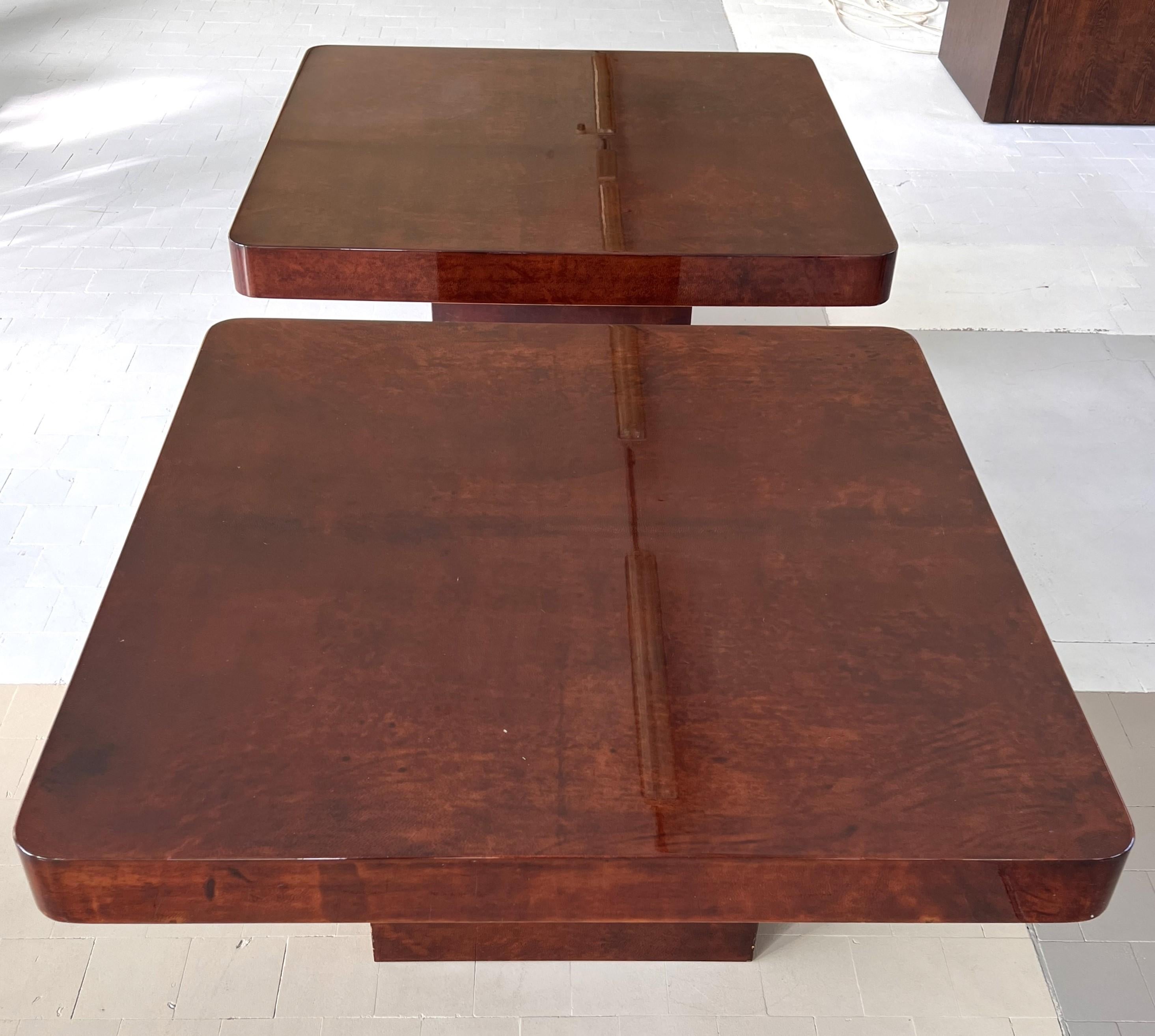 Italian Pair of Aldo Tura Design Side Tables in Glazed Parchment, 1970s  For Sale 14