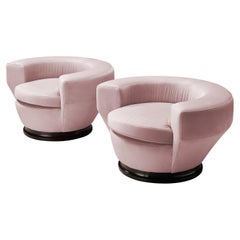 Italian Pair of Armchairs in Pink Upholstery 