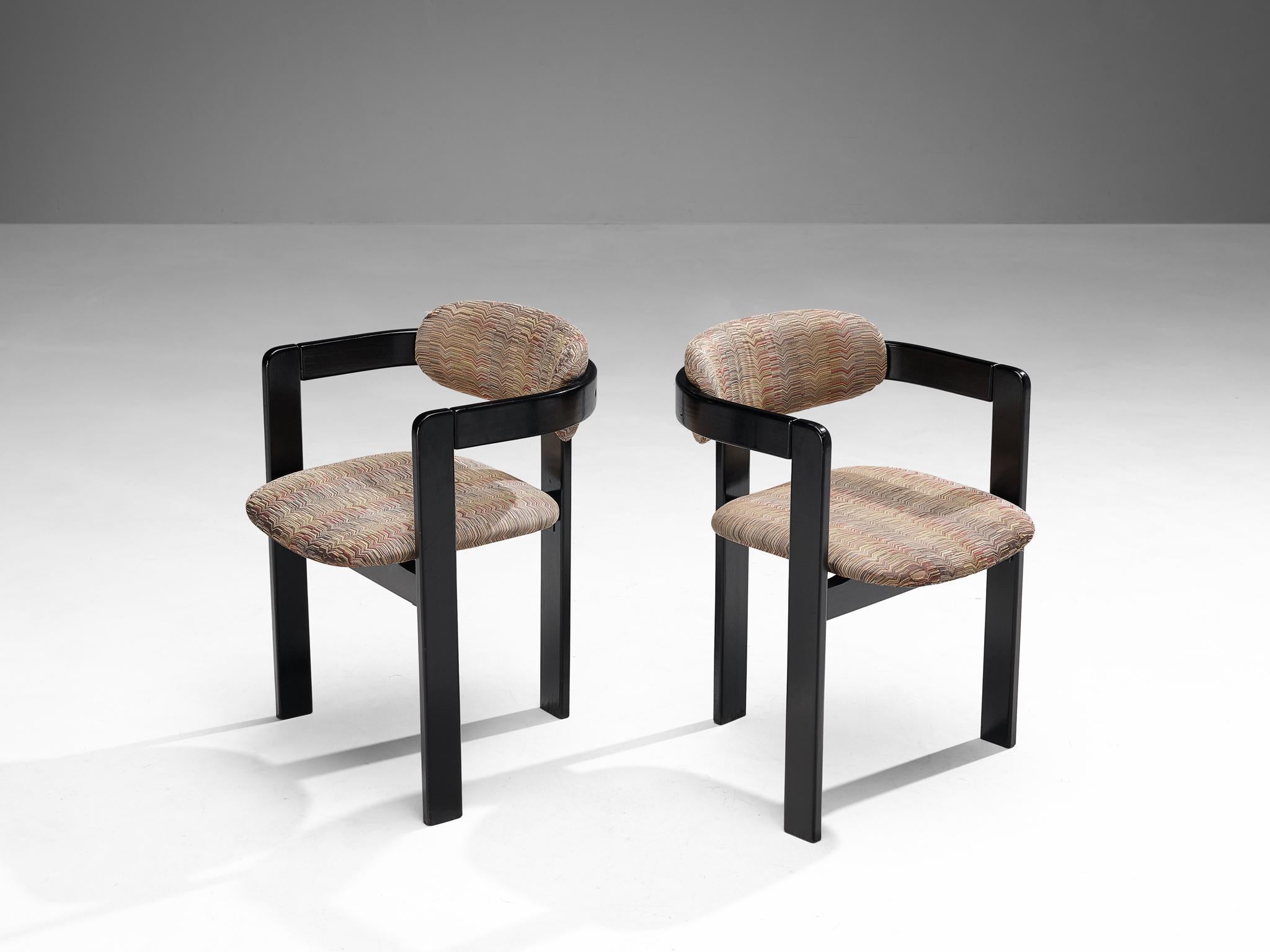 Italienisches Paar Sessel mit gebogenen Holzrahmen  im Zustand „Gut“ im Angebot in Waalwijk, NL
