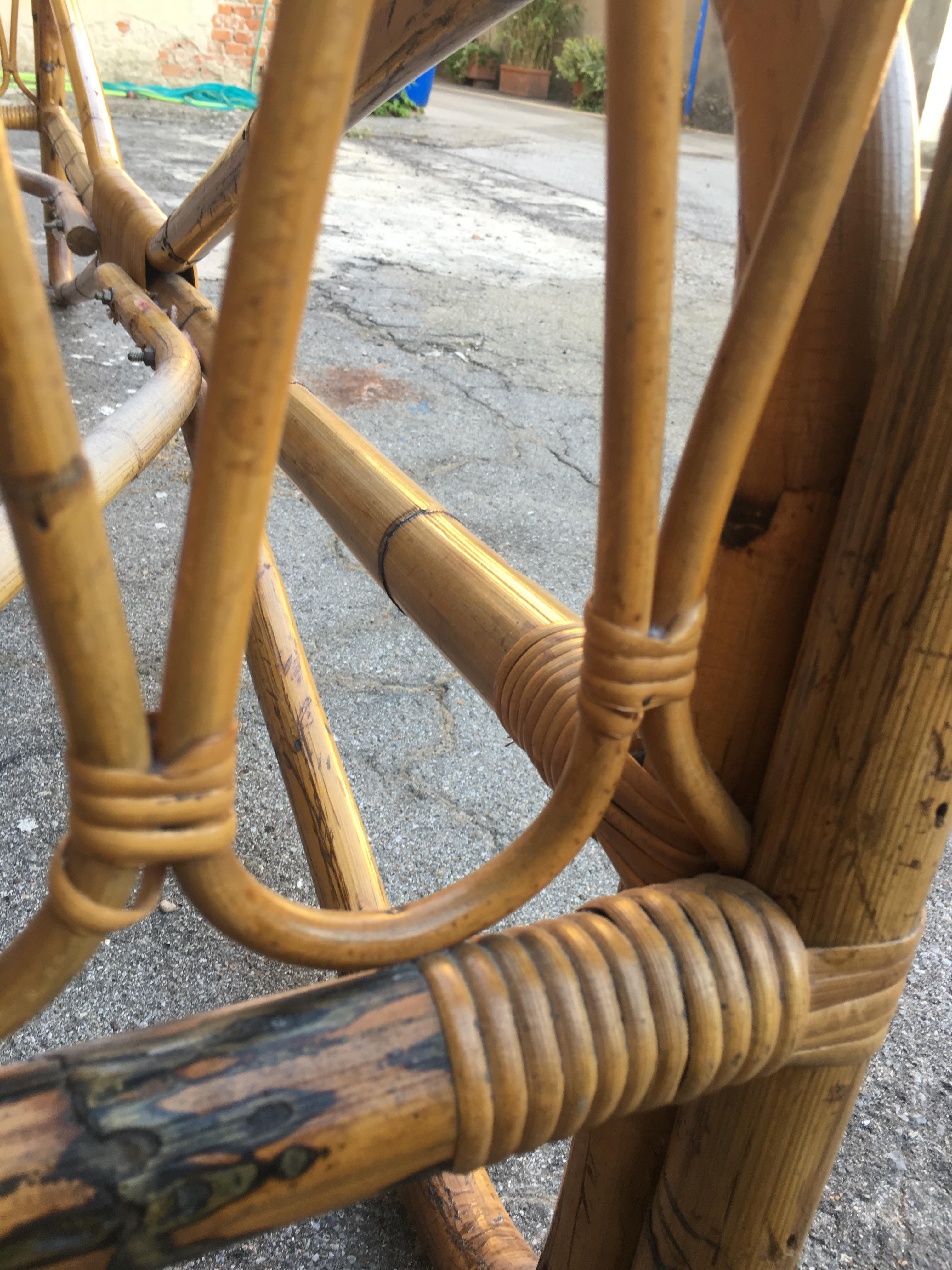 Italian Pair of Bamboo and Rattan Single Beds from 1960s 9