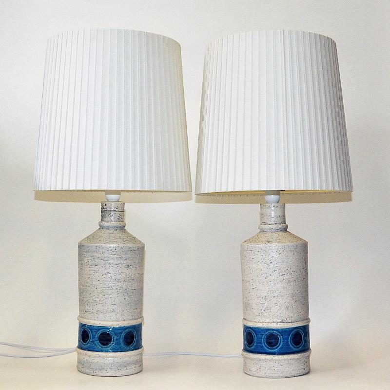 Mid-Century Modern Italian pair of Bitossi tablelamps by Aldo Londi for Bergboms Sweden 1960s
