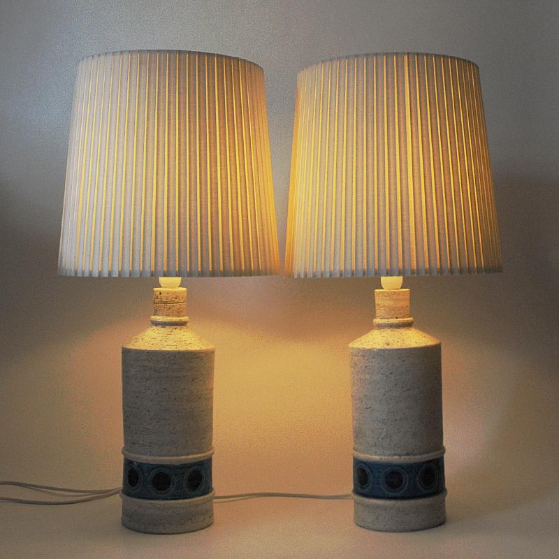 Unglazed Italian pair of Bitossi tablelamps by Aldo Londi for Bergboms Sweden 1960s