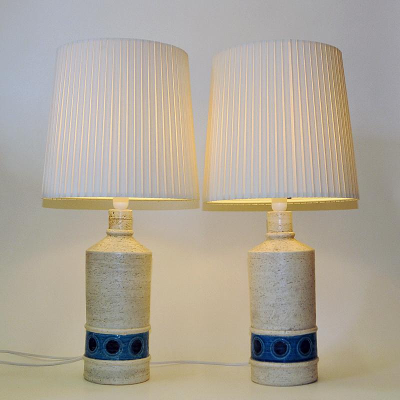 Ceramic Italian pair of Bitossi tablelamps by Aldo Londi for Bergboms Sweden 1960s