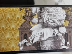 Italian Pair of Black Lacquered and Printed Wooden Boxes