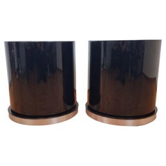 Pareja italiana de  Mesillas de noche lacadas en negro de Willy Rizzo para Mario Sabot, años 70