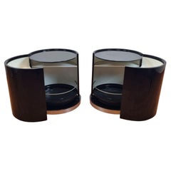 Italian Pair of  Black Lacquered Nightstands by Willy Rizzo for Mario Sabot, 70s