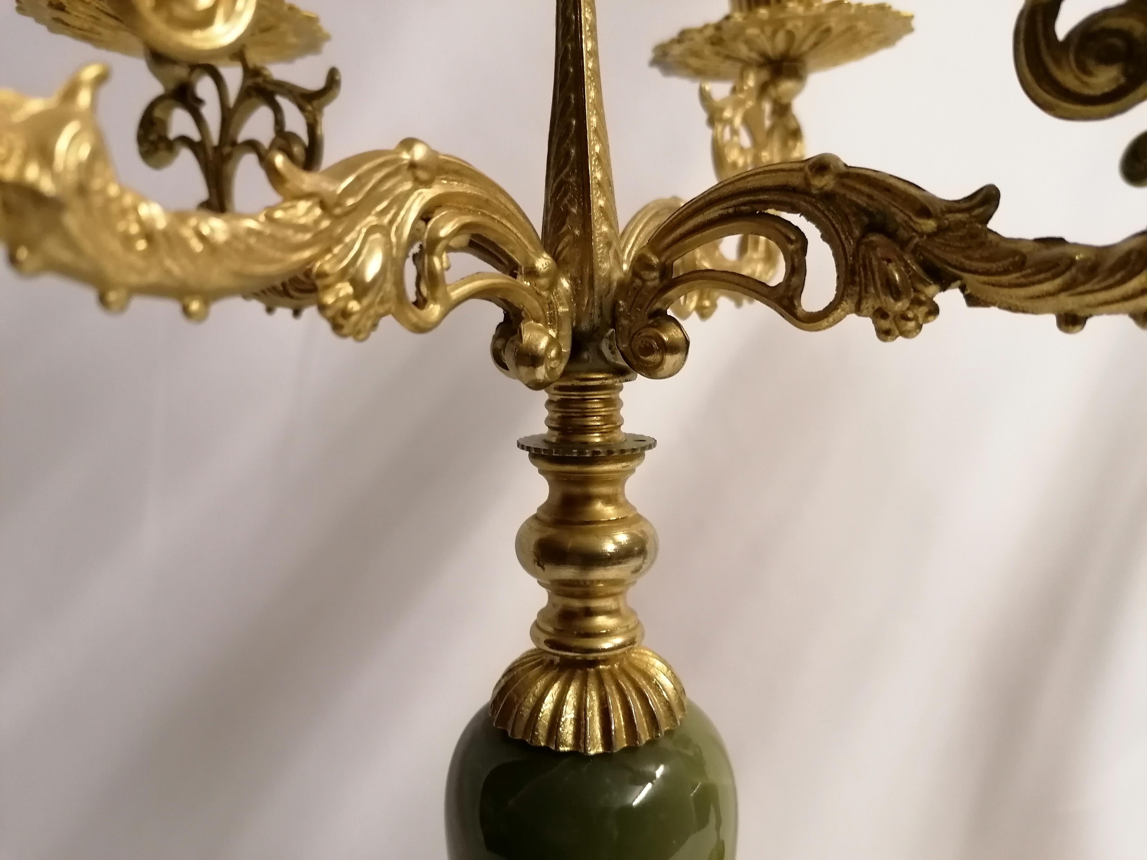 5 arm brass candelabra