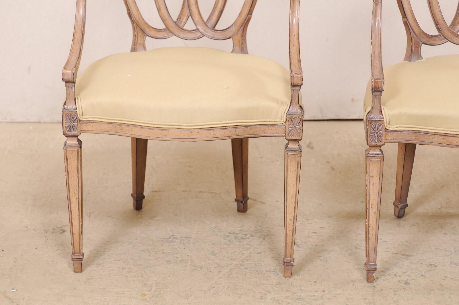 Italian Pair of Carved-Wood Armchairs with Upholstered Seats, Mid-20th Century For Sale 7