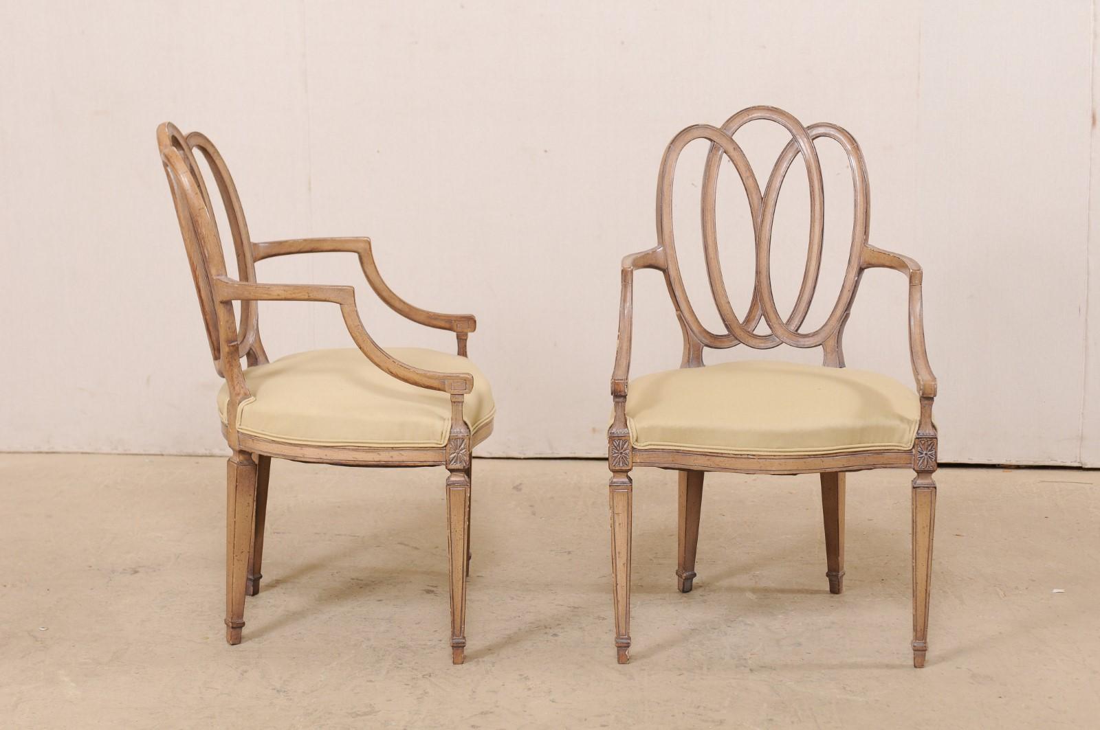 Italian Pair of Carved-Wood Armchairs with Upholstered Seats, Mid-20th Century In Good Condition For Sale In Atlanta, GA
