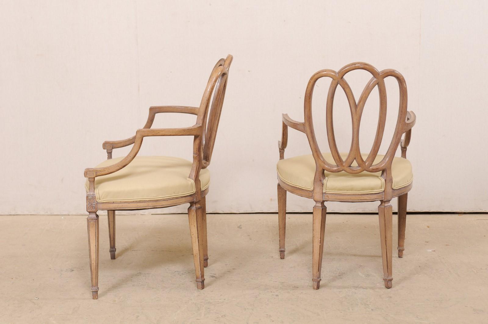 Italian Pair of Carved-Wood Armchairs with Upholstered Seats, Mid-20th Century For Sale 4