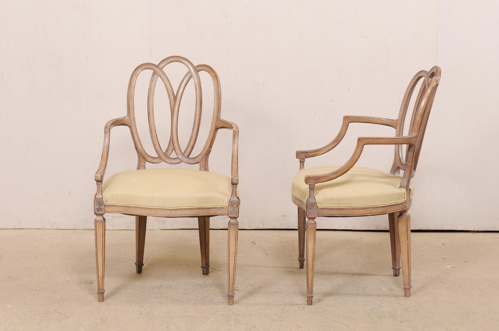 Italian Pair of Carved-Wood Armchairs with Upholstered Seats, Mid-20th Century For Sale 5