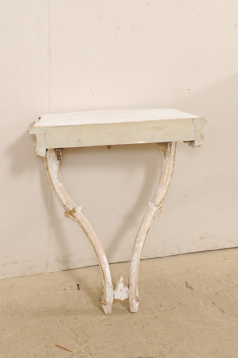 Italian Carved Wood Wall Mounted Display Console Tables with Single