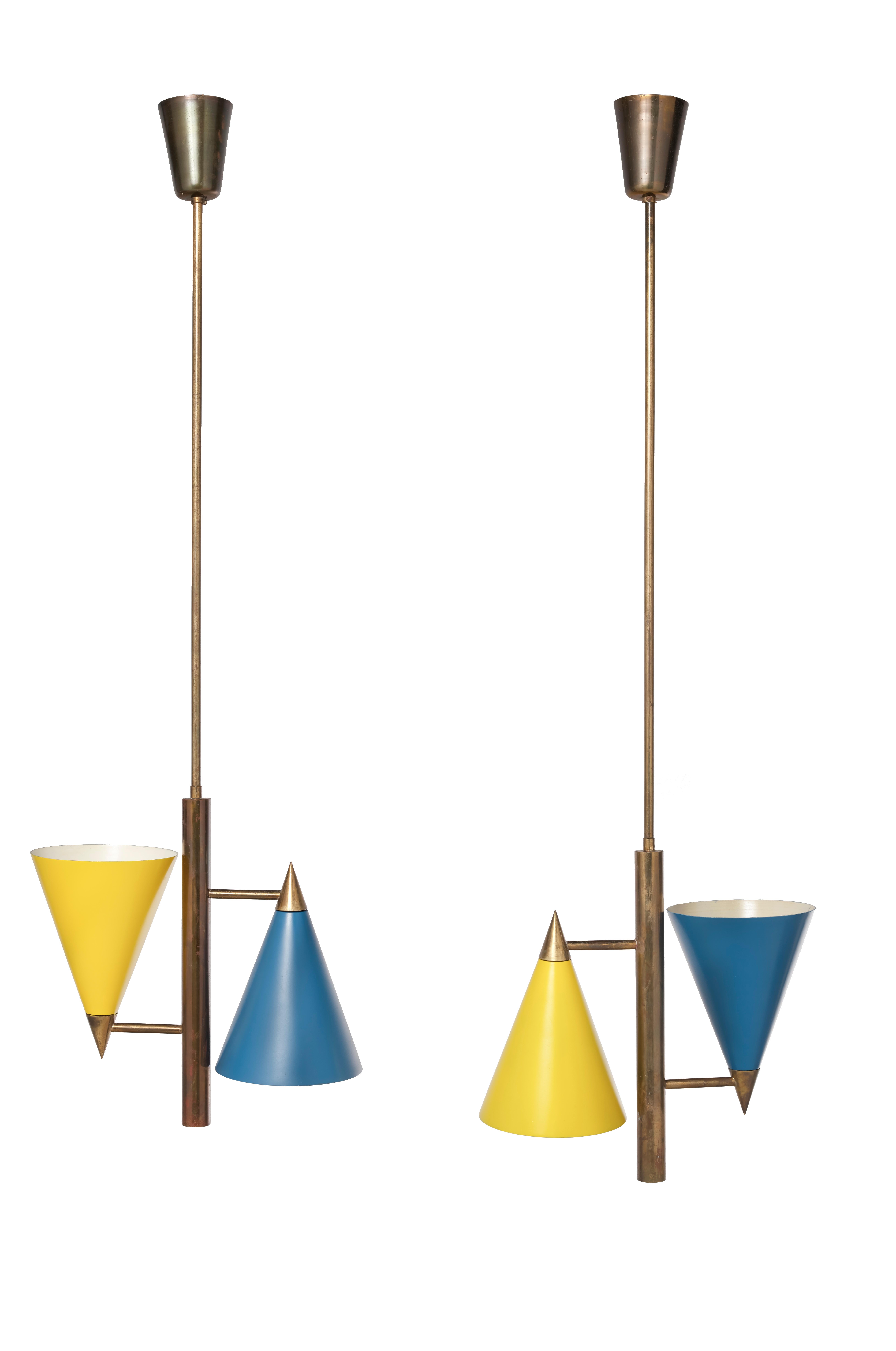 Mid-20th Century Italian Pair of Celling Lamps, 1950s For Sale