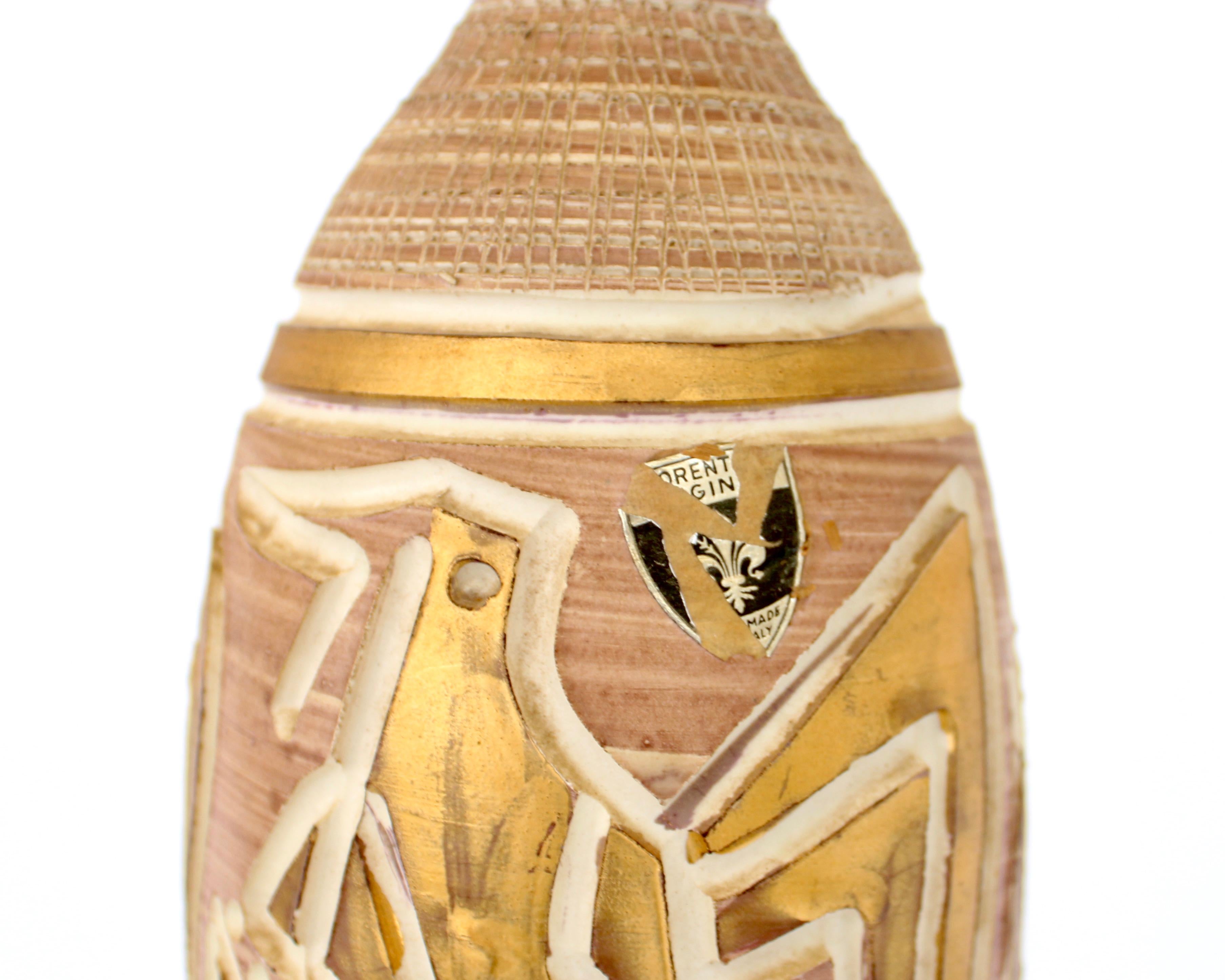 Italian Pair of Ceramic Incised Abstract Bird Motif Vases Attributed to Bitossi 8